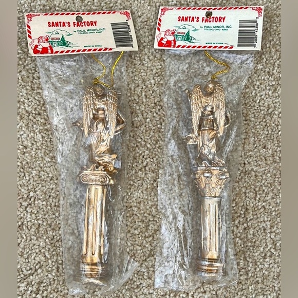 NIP 2 Vintage Paul Minor Gilded Angel Christmas Tree Ornaments Mandolin Flute - Picture 2 of 6